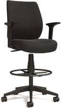Alera Wessex Drafting Stool, Drafting Chair, Adjustable Seat Height, Foot Rest Ring, Removable Arms, Supports Up to 275 lb, Black