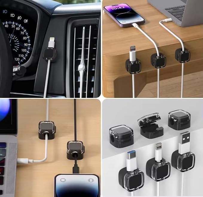 Wall Charger Holder 6 Pack, Adhesive Phone Charger Mount, Cable Organizer Wall Holder for Charging Cables, Self Adhesive Charger Stand Compatible with iPhone, USB-C and Android Chargers