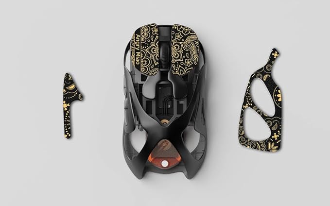 Angry miao Infinity Mouse Replacement Rubber Foot & Anti Slip Sticker, Skates with Anti Slip Grip Tape for Gaming, Smooth Glide and Control, Compatible with AM Infinity Mouse – Gold Paisley