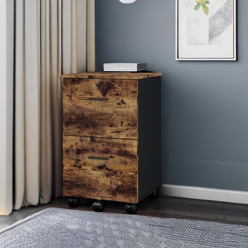 Panana 2 Drawer Mobile File Cabinet, Wood Rolling Filing Cabinet Printer Stand Under Desk Storage Organizer Fits Letter Size File Folders for Home Office (Wood)