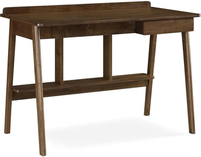 Home Square 2-Piece Set with Fabric Desk Chair and Writing Desk in Brown & Cream