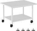 SwaaVee Printer Stand with Storage Under Desk Shelf, Desktop Printer Stand Organizer, Rolling Printer Cart Storage Paper Files Holder for Desk, Office, Home, (White)