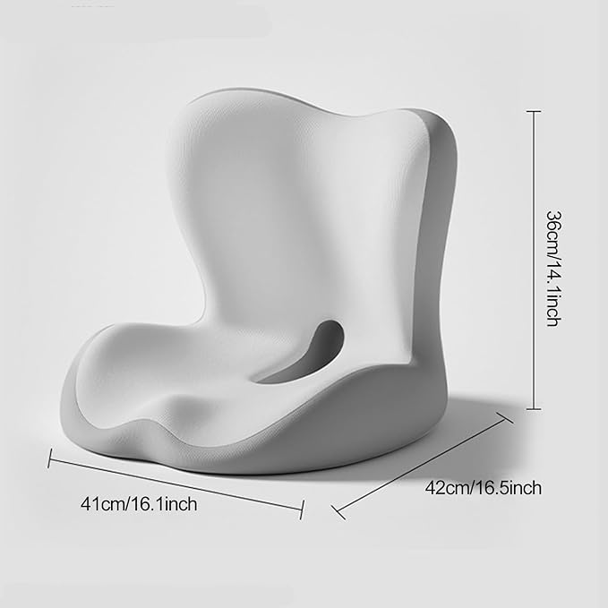 Grey,Back and Seat Cushion, 2025 New Ergonomic Non-Slip Memory Foam Seat Cushion with Back Support, L-Shaped Breathable Seat Cushions for Car, Office, Home