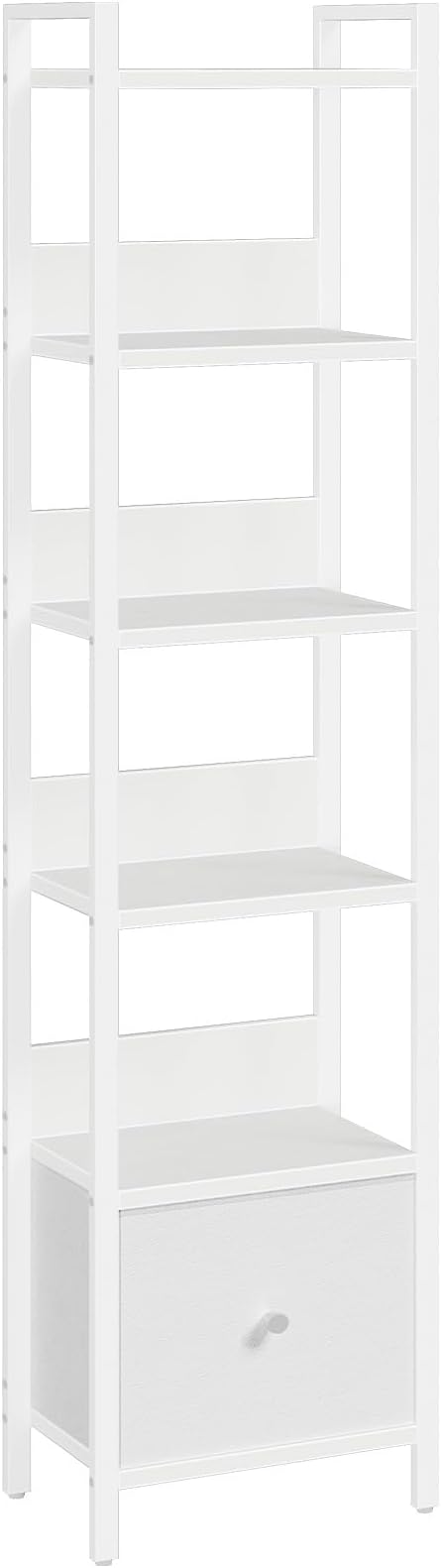 MAHANCRIS Bookshelf, 6-Tier Bookcase with Drawer, Small Book Shelf for Small Space, Storage Shelf Organizer, for Living Room, Bedroom, Study, Kitchen, White BKWT66101