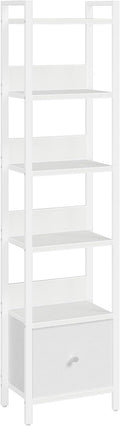 MAHANCRIS Bookshelf, 6-Tier Bookcase with Drawer, Small Book Shelf for Small Space, Storage Shelf Organizer, for Living Room, Bedroom, Study, Kitchen, White BKWT66101