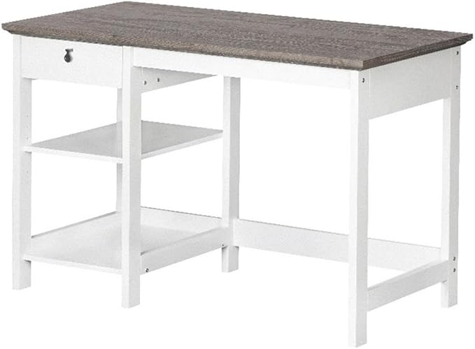 Pemberly Row Set of 2 47" Writing Desk & Lateral File Cabinet in White/Gray Oak
