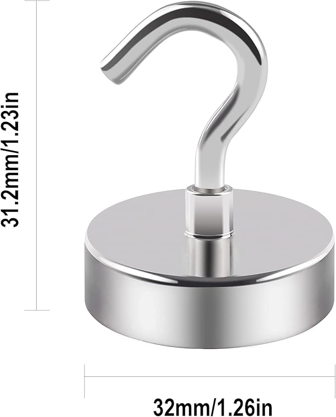 DIYMAG Magnetic Hooks for Hanging, 120lbs 2026 Cruise Cabin Ship Essentials Magnetic Hook Heavy Duty Strong Magnets Fridge for Classroom Beach Kitchen Grills 4 Pack Silver