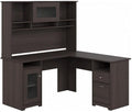 Bush Home Cabot L Shaped Desk with Hutch, Corner Desk with Storage for Home Office in Heather Gray, 60W L Shaped Computer Desk