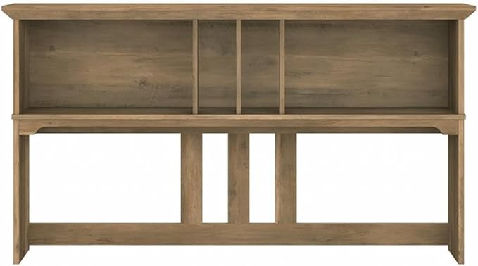 Pemberly Row 60W Hutch for L Shaped Desk, Reclaimed Pine Finish, Engineered Wood, Open Cubby Storage, Mission Style, Modern Farmhouse Office Hutch for Books, Decorations, and Large Monitor