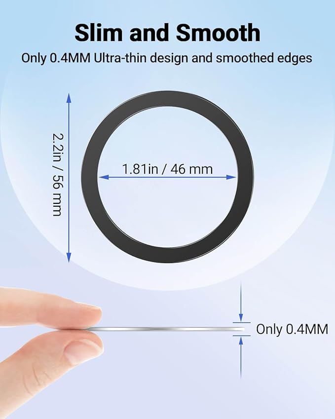 KALAPOP for Magsafe Ring - 10 PCS, Ultra-Thin(0.4mm) Magsafe Sticker, Compatible with iPhone 17/Air/16/15/14/13/12 Series, Samsung Galaxy, Google Pixel Series Black