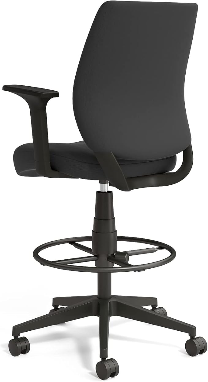 STAPLES Drafting Stool, Fabric, Footrest, Black