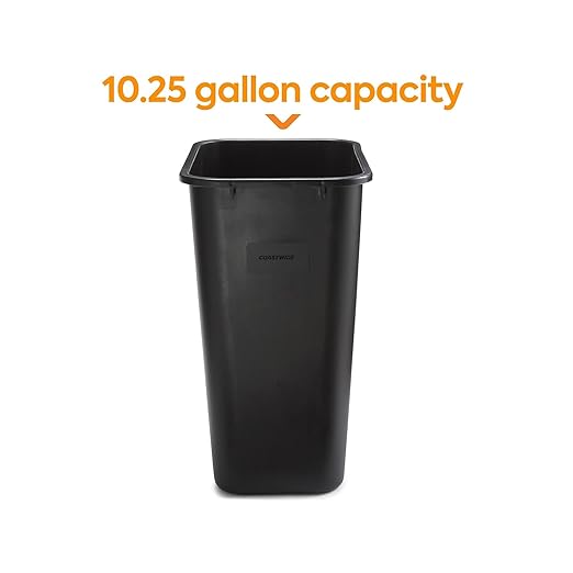 COASTWIDE Professional Indoor Trash Can Without Lid, Black Soft Molded Plastic, 10.25 Gallon