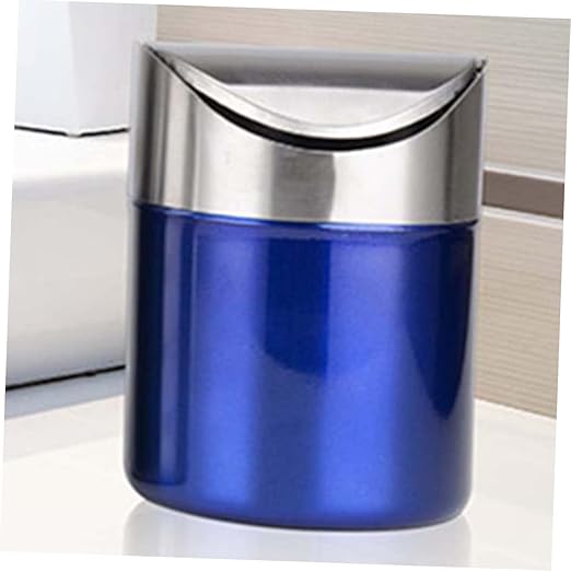 SOLUSTRE Desktop Trash Can Stainless Steel Garbage Can Compact Easy to Move for Bathroom Laundry Room Kitchen