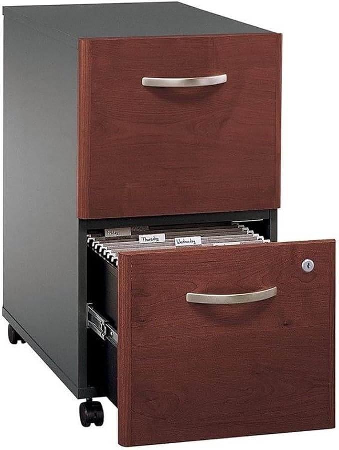 Pemberly Row Set of 2 2-Drawer Mobile File Cabinet & L-Shaped Desk with Drawers