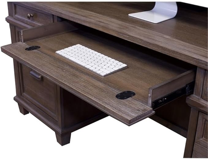 BOWERY HILL Set of 3 Credenza Desk & Glass Display Bookcase & Filing Cabinet