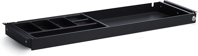 PERFECT POSTURE Under Desk Storage Drawer with Lock — Slim Pen & Pencil Drawer for Regular & Sit-Stand Standing Desks, Black (33” x 9.4”)