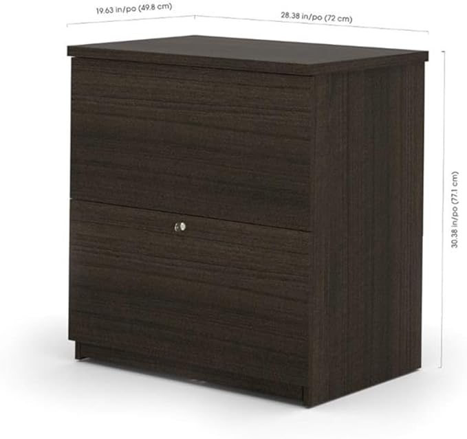 Atlin Designs 3-Piece Office Set, Dark and White Chocolate Finish, Melamine and Particle Board, Includes Desk with Storage, Bookcase with Adjustable Shelves, Lateral File Cabinet, Modern Home Office