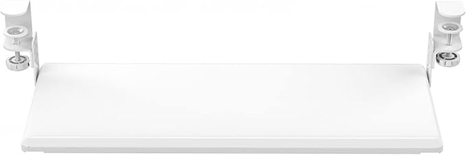 Stand Up Desk Store Compact Clamp-On Retractable Adjustable Keyboard Tray/Under Desk Keyboard Tray | Increase Comfort and Usable Desk Space | for Desks Up to 1.5" (24.5" x 11.5") (White) (Small)