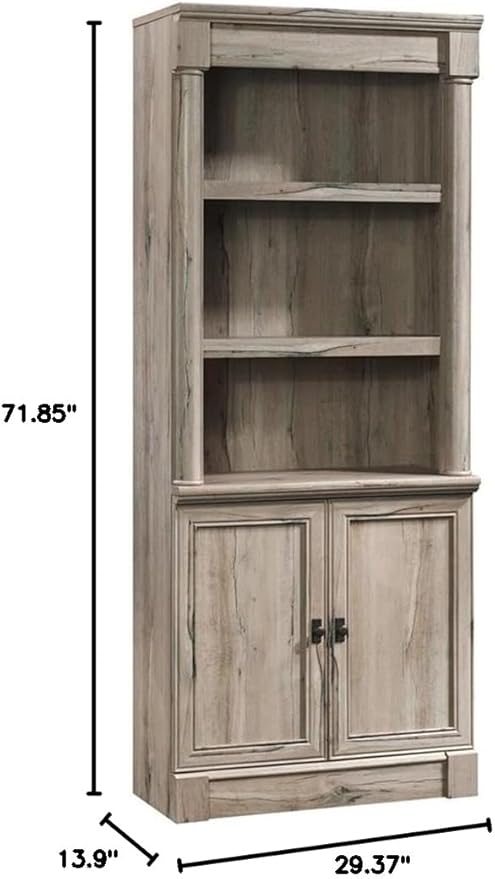 Pemberly Row Set of 2 Wood 3-Shelf Bookcase & Lateral File Cabinet in Split Oak
