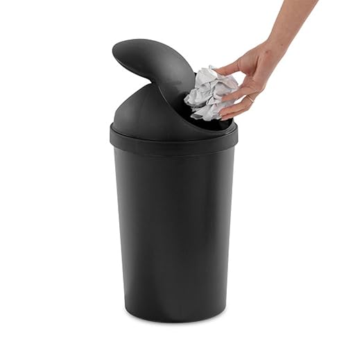 Sterilite 6 Pack SwingTop Wastebasket, Round Trash Can w/Swing Top Lid 3 Gallon, Black