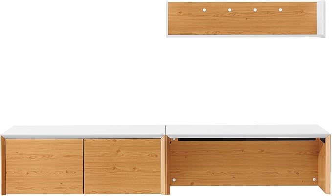 Modway EEI-6311-WHI-NAT Kinetic 38" Wall-Mount Office Desk with Cabinet and Shelf, White Natural