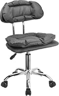 JOSTZHXIN Rolling Stool Backrest, Thick Seat Padding, Heavy Duty Home Office Rolling Chair, Adjustable Height Swivel Stool Chair for Nail Salon Spa Massage Tattoo Work,Dark Grey