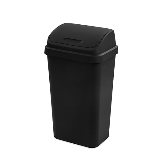 Sterilite Swing-Top Office Wastebasket – Black (4-Pack, 13 Gal)