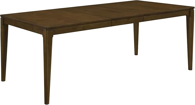 GOWE Contemporary 7pc Extendable Dining Set Table and 6X Upholstered Chairs Light Beige Self Storing Leaf Wooden Furniture Modern Contemporary Rectangle Tabletop Self-Storing Leaf