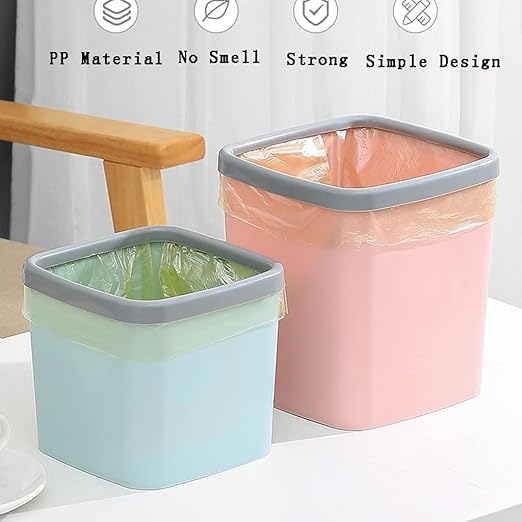 Slim Smart Trash Can Mini Desktop Trash Can Plastic Countertop Garbage Bin No Cover Press Ring Garbage Can for Office Kitchen Table Desk Bedroom Living Room Dressing Bathroom Trash Can (Co