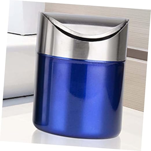 Happyyami Style Trash Can Desktop Waste Basket Stainless Steel Material Rustproof for Kitchen Bathroom