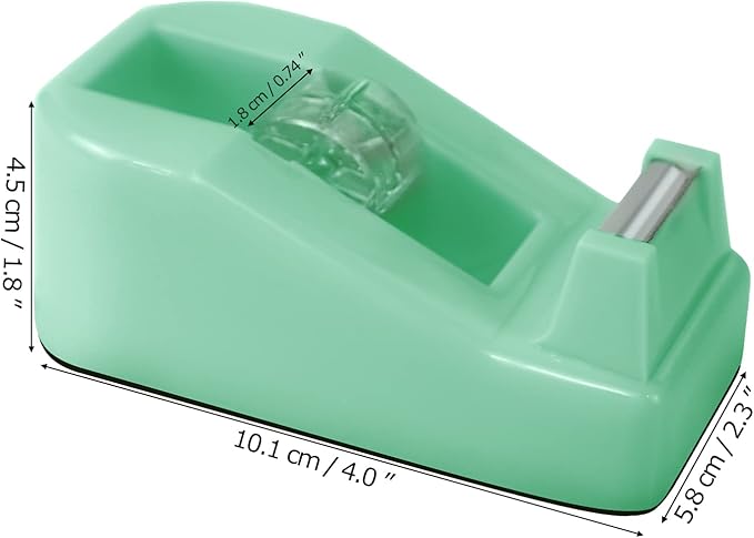 2Pcs Desktop Tape Dispenser Adhesive Roll Holder with Weighted Nonskid Base, Green (Tape not Included)