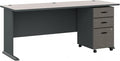 Bush Business Furniture Series A 72W Desk with Mobile File Cabinet in Slate and White Spectrum
