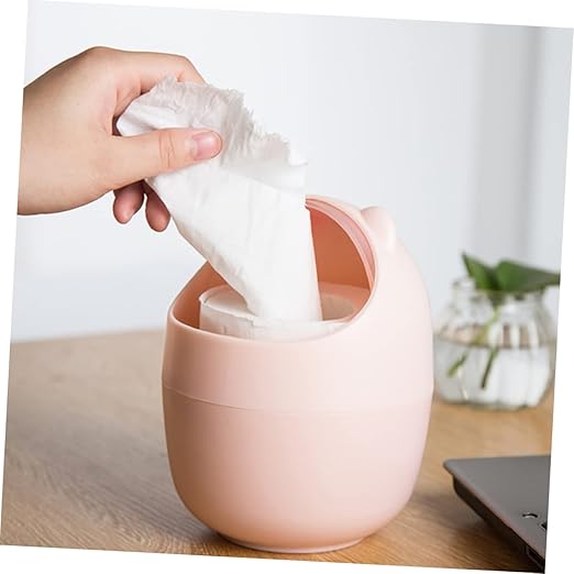 Cabilock Slim Can Flip Lid Desktop Garbage Bin Storage Bin for Kitchen Trash Can for Bedroom
