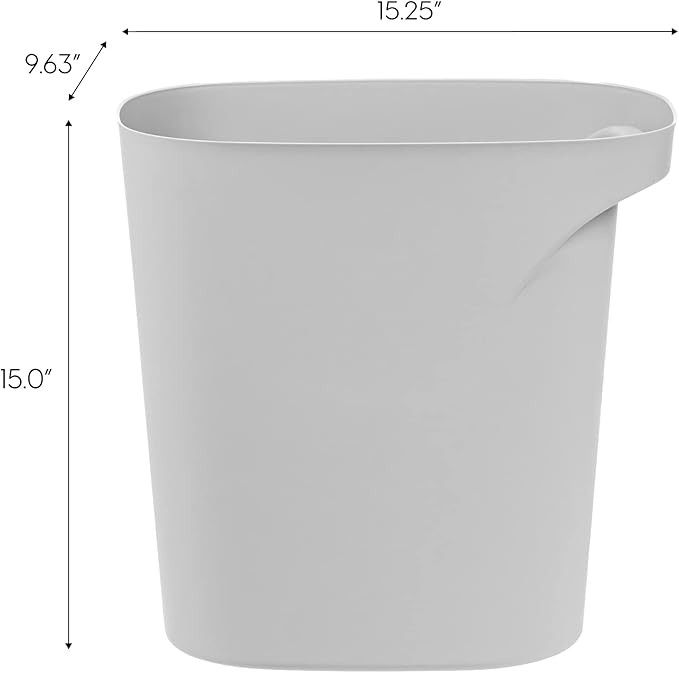 IRIS USA Small Trash Can Wastebasket with Handle, 6 Gallon / 24 Quart, 2-Pack, for Bathroom, Office, Bedroom, Under Sink, Kitchen, Garbage - Gray