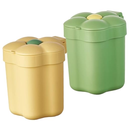DECHOUS 2pcs Small Basket Mini Kitchen Garbage Can Lid Plastic Desktop Trash Bin Slim Trash Can for Office