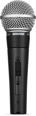 Shure SM58SE Cardioid Dynamic Vocal Microphone with On/Off Switch, Pneumatic Shock Mount, Spherical Mesh Grille with Built-in Pop Filter, A25D Mic Clip, Storage Bag, 3-Pin XLR Connector