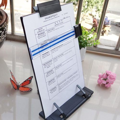 Black metal desktop document book holder with 7 adjustable positions
