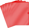 Doctor Stuff - 25 Pack L-Type Vinyl Plastic File Folders Letter Size, Red Pocket Project Folders Clear Front, Documents Holder for Home, High School, Office and Medical Files