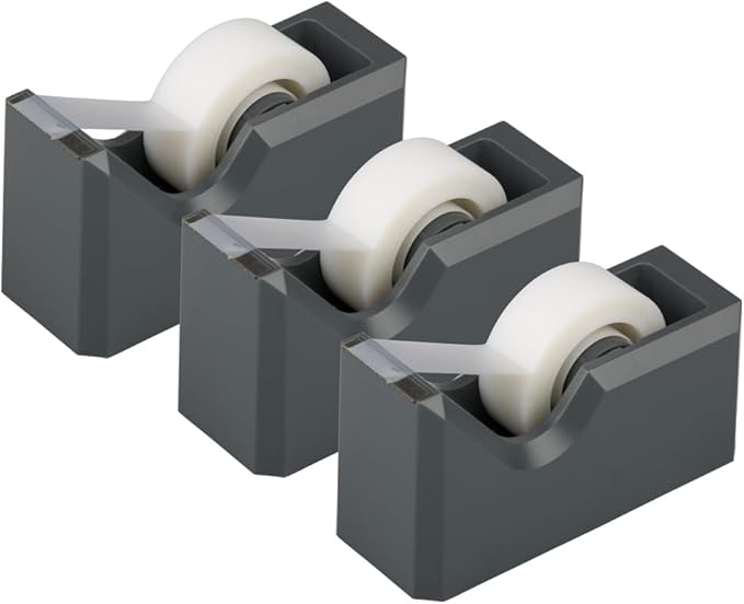 JAM PAPER Colorful Desk Tape Dispensers - Grey - 3/Pack
