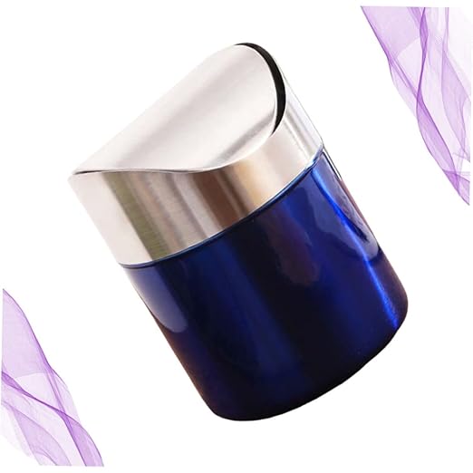 Happyyami Style Trash Can Desktop Waste Basket Stainless Steel Material Rustproof for Kitchen Bathroom