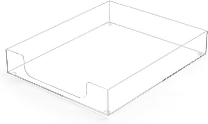 Letter-Size Tray Desk Letter Tray Paper Tray, Sturdy Heavy-Duty Plastic Printer Paper Tray, Single-Tier Stackable File Storage Organizer for Office Home (Clear)