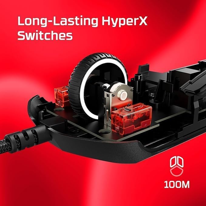 HyperX Pulsefire Haste 2 Ultra Lightweight Gaming Mouse Wired 6 Buttons 1.8m Cable Up to 26000 DPI Precision Sensor RGB Software NGENUITY for Gamer PC Desk PS5, PS4, Xbox Series Laptop Black (Renewed)