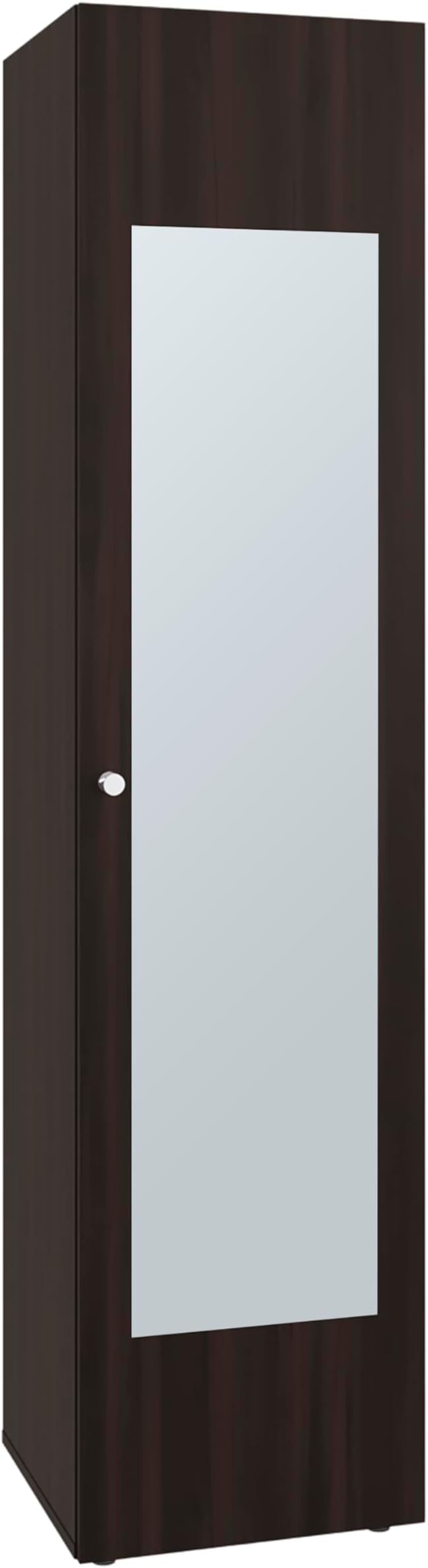 Saily Storage Cabinet with 4 Shelves and Mirror on Door, Modern Design, Walnut Mirror on Door: Includes a full-length mirror, making it convenient for quick outfit checks. Easy Access: Features a s