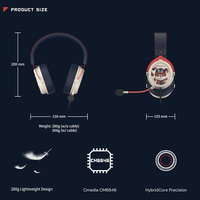 Bloody M595 HybridCore Gaming Headset - Proxy Boom Edition - Cmedia CM6646, HybridCore Precision, Noise Cancelling Mic, 280g Lightweight, 3D Protein Leather Cushions