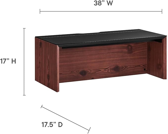 Modway EEI-6311-BLK-CHE Kinetic 38" Wall-Mount Office Desk with Cabinet and Shelf, Black Cherry