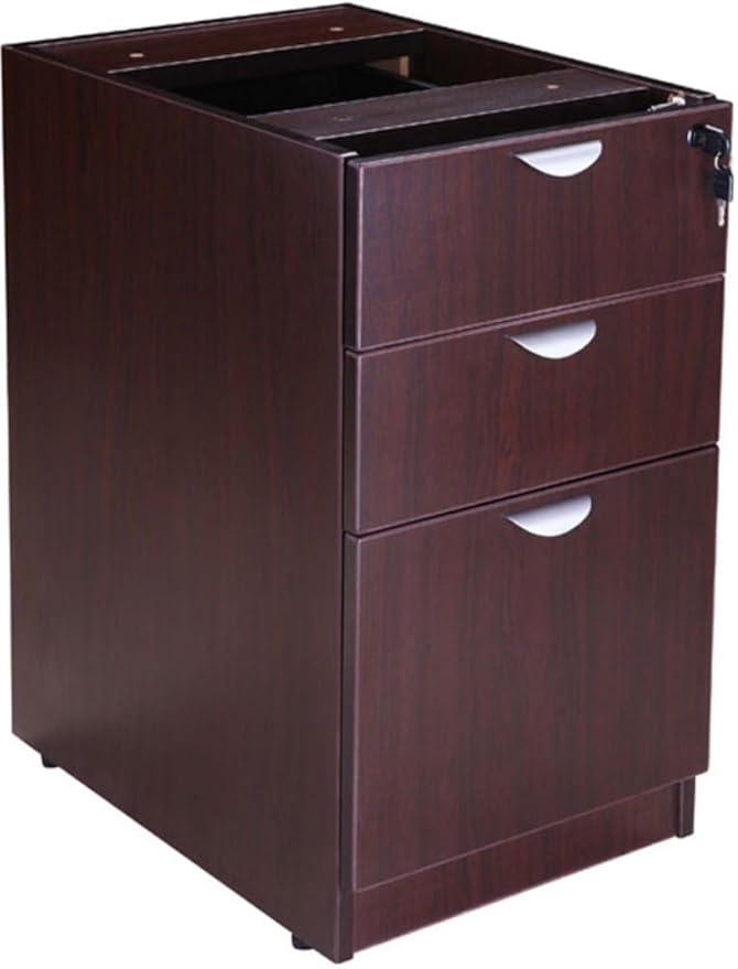 Boss Office Products Holland Executive Desk and Credenza with Dual File Storage Pedestals and Hutch, 66", Mocha