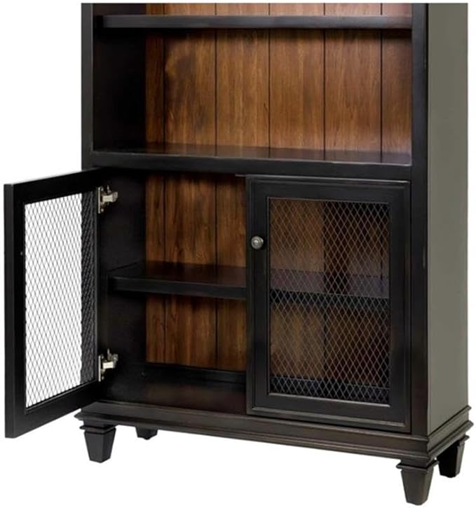 BOWERY HILL Set of 2 Credenza Office Desk Writing Table & Bookcase with Doors