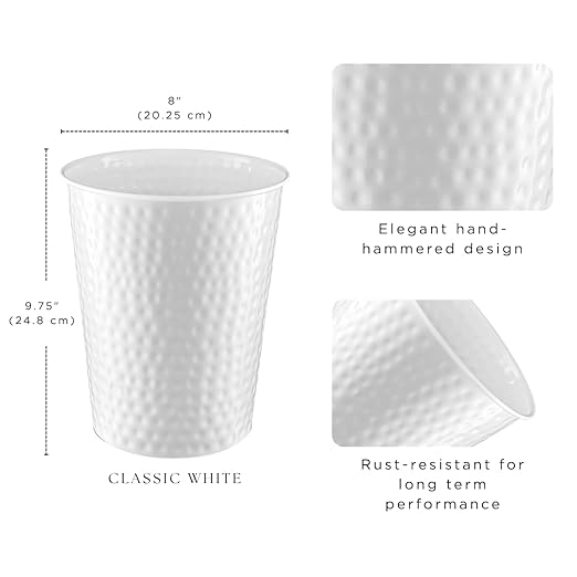 Monarch Abode Hand Hammered Metal Desk Wastebasket – White