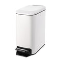Cesun Slim Step-On Stainless Steel Desk Wastebasket – White (1.6 Gal)