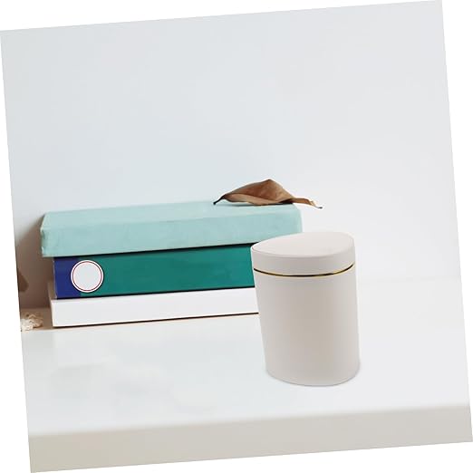 Slim Garbage Can Desktop Trash Can Mini Press Lid Waste Basket Countertop Bin Rubbish Bucket Tabletop Waste Container Space-Saving Design